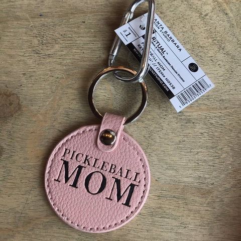 Pickleball mom leather keychain