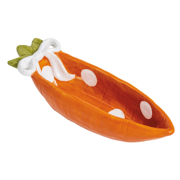 Carrot Candy Dish - White Polka Dot