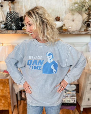 "It’s About Dan Time" Ribbed Crewneck - Denim
