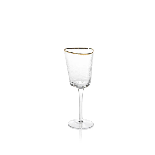 Triangular Wine Glass w/ Gold Rim