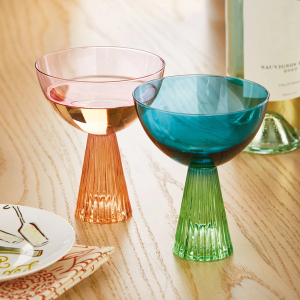 Aria Footed Glass - Green & Blue