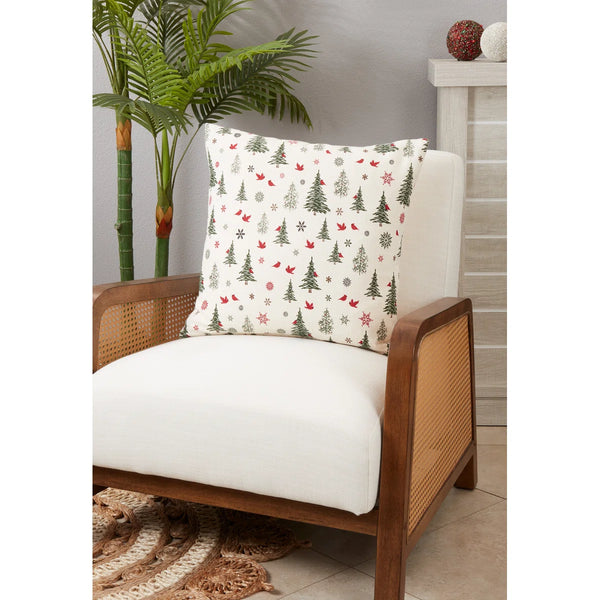 Christmas Trees & Cardinals Pillow