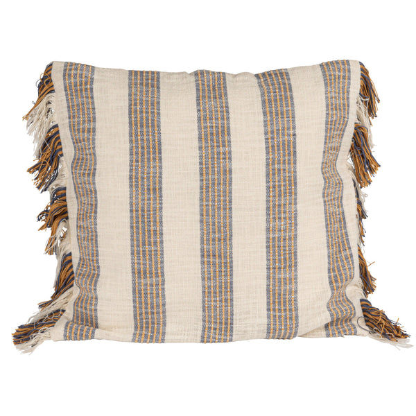 Blue/Yellow Woven Stripe Cotton Pillow