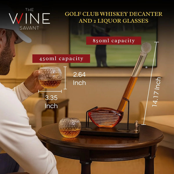Golf Club Whiskey Decanter w/ 2 Glasses