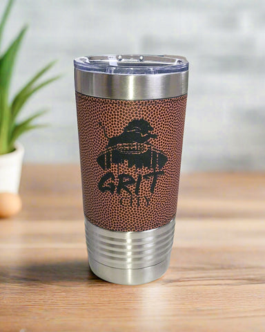 Detroit "Grit City" - Brown Leather Tumbler