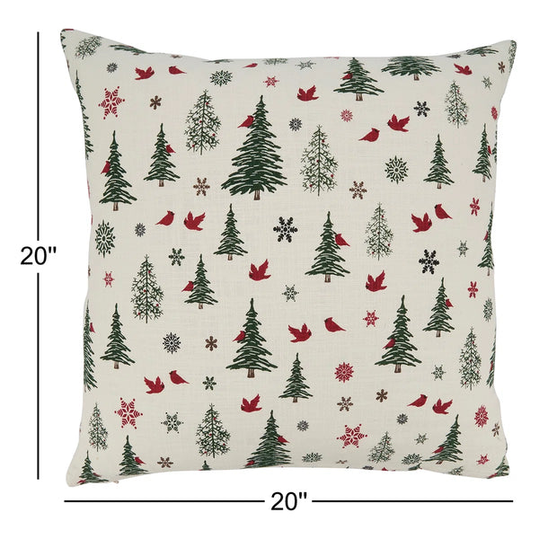 Christmas Trees & Cardinals Pillow