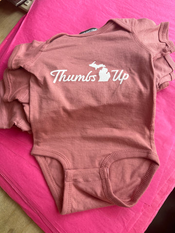 Michigan Thumbs Up Onesie Dusty Rose