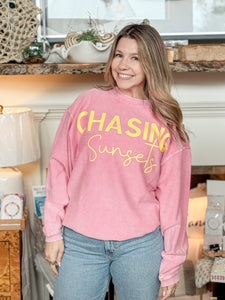 Chasing Sunsets Ribbed Crewneck