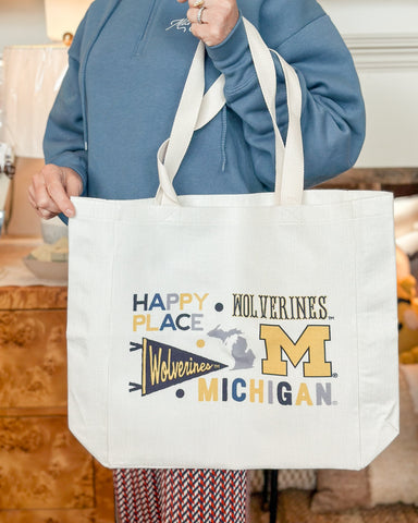 Michigan (U of M) Happy Place Cluster Tote