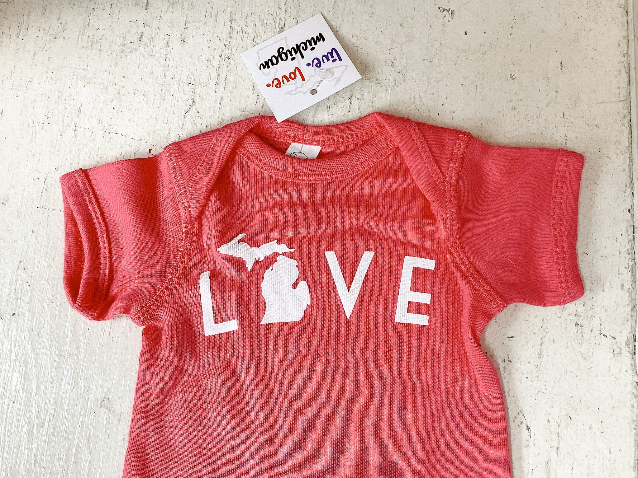 Love Michigan Pink Onesie