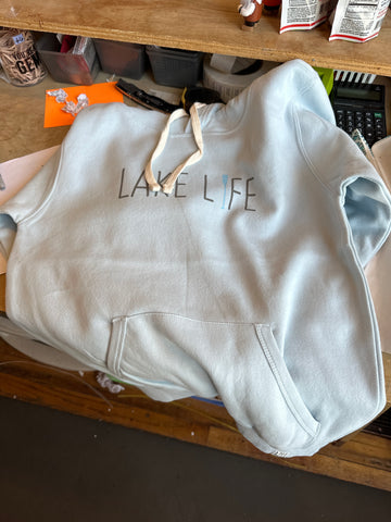 Lake Life Hoodie with Paddle - Light Blue