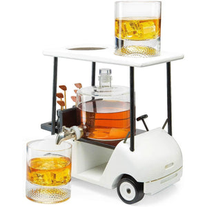 Golf cart whiskey Decanter & Ball Glasses