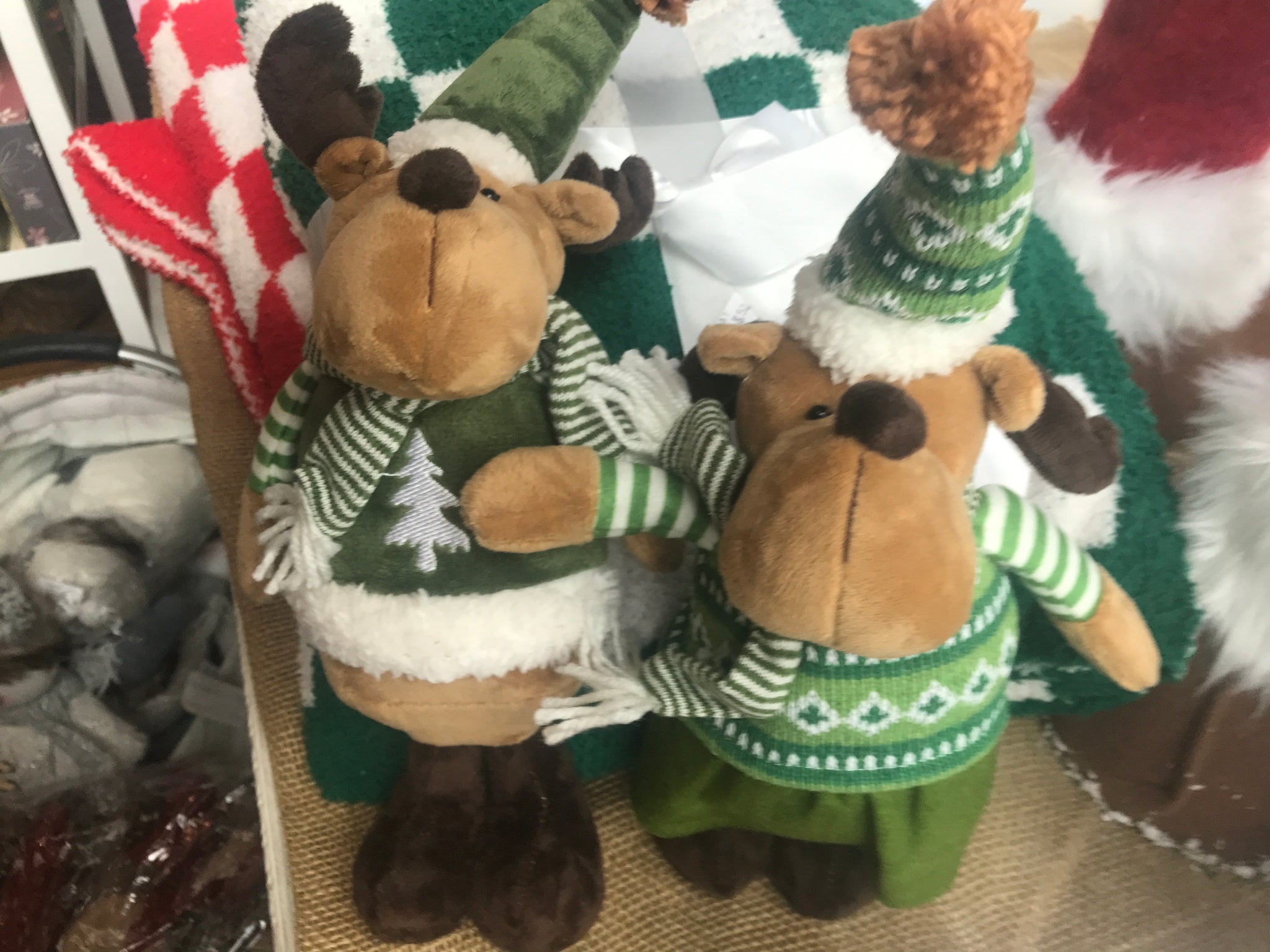 Moose 2 Assorted Large Green/Tan striped Scarf