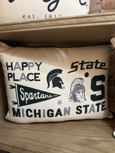 Happy Place Michigan State Pillow Rectangle