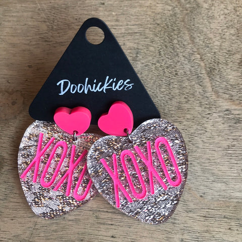 XOXO dangle heart Earrings