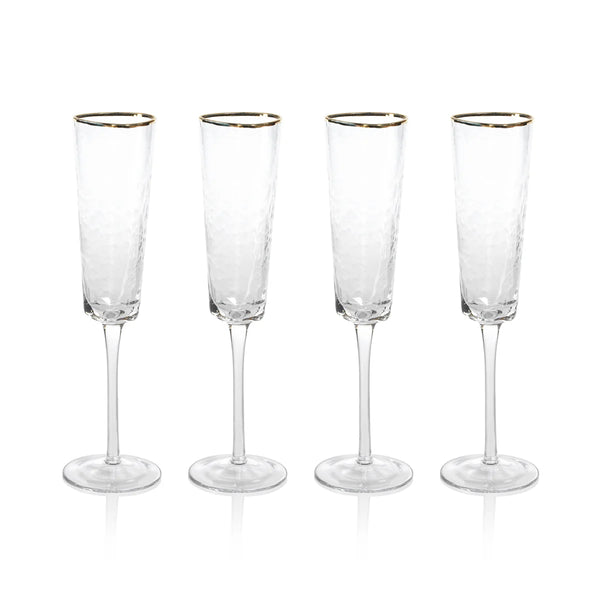 Triangular Champagne Flute w/ Gold Rim