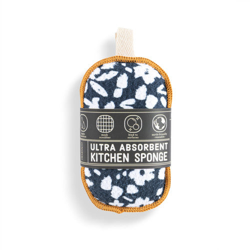 Ultra Absorbent Kitchen Sponge - Navy Floral