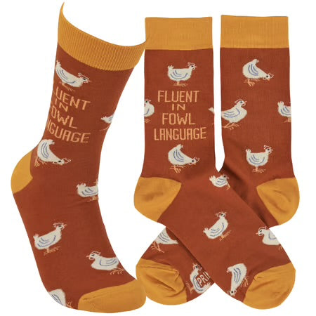 "Fluent in Fowl Language" - Crew Socks