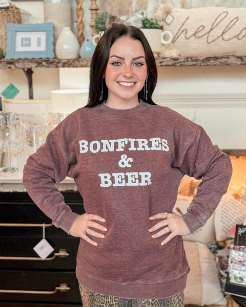 Bonfires and Beer Crewneck - Merlot