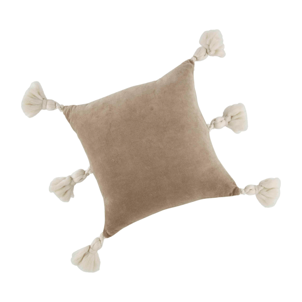 Taupe Velvet Pillow w/ Tassels