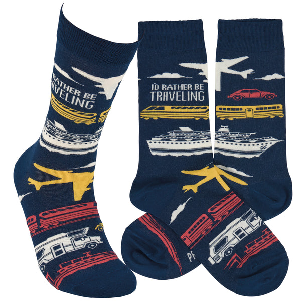 "I’d Rather Be Traveling" - Crew Socks