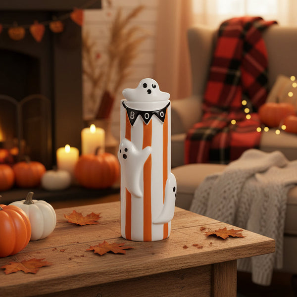 Ghost Orange Stripe Boo Stem Vase