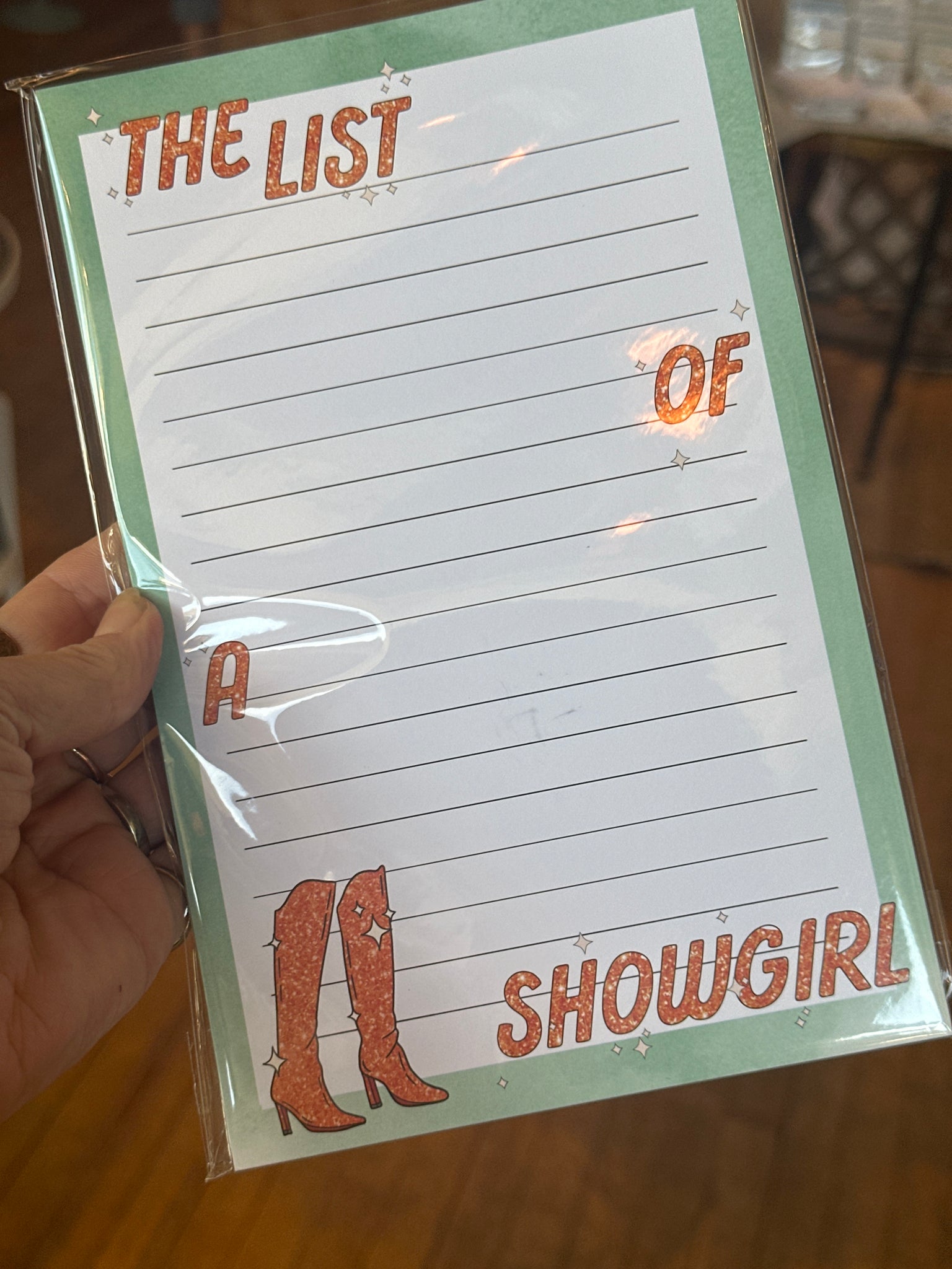 The list of a showgirl notepad