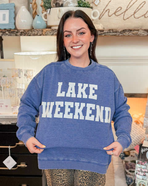 Lake Weekend Crewneck - Cobalt