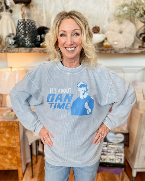 "It’s About Dan Time" Ribbed Crewneck - Denim