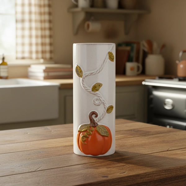 Orange Pumpkin with Vine Stem Vase