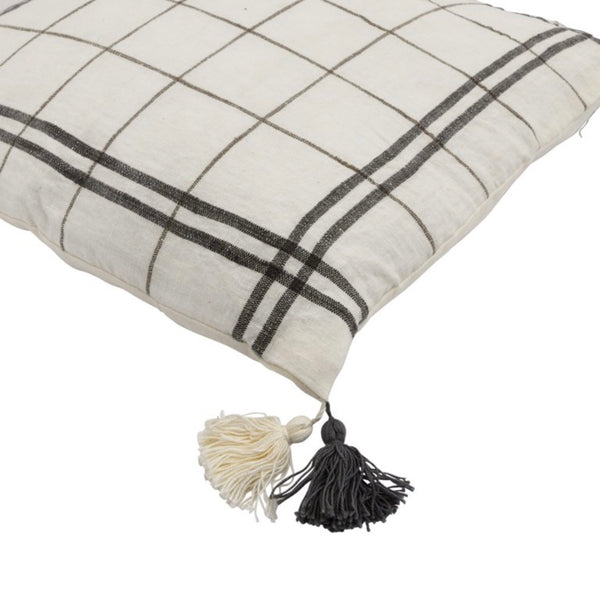 Cream/Grey Linen Pillow