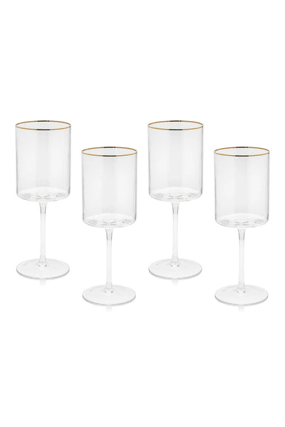 Optic Red Wine Glass w/ Gold Rim