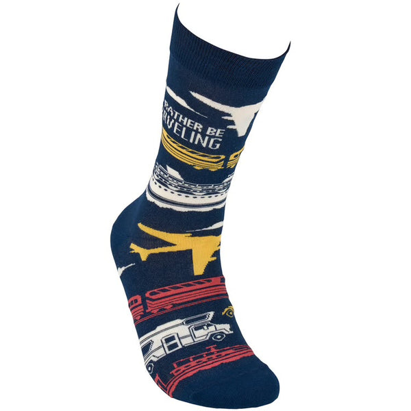 "I’d Rather Be Traveling" - Crew Socks