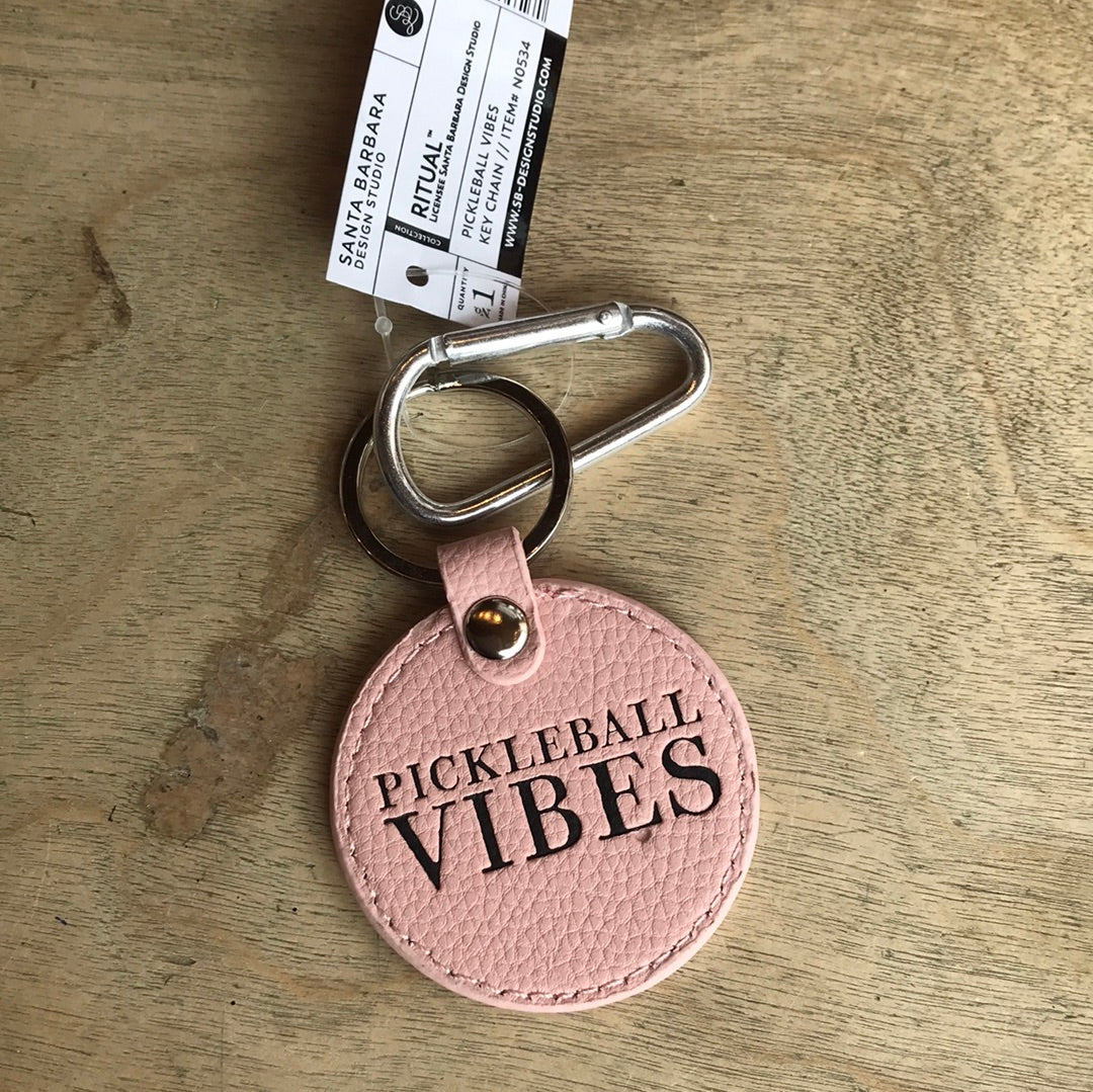 Pickleball vibes leather keychain