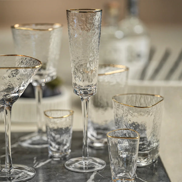 Triangular Champagne Flute w/ Gold Rim