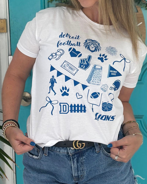 Detroit Football Tee - White