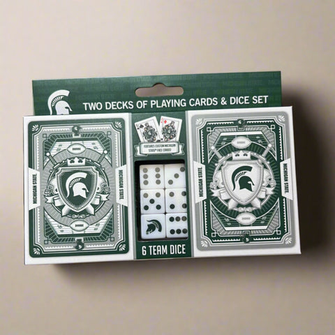 Michigan State 2 pack playing card & dice set