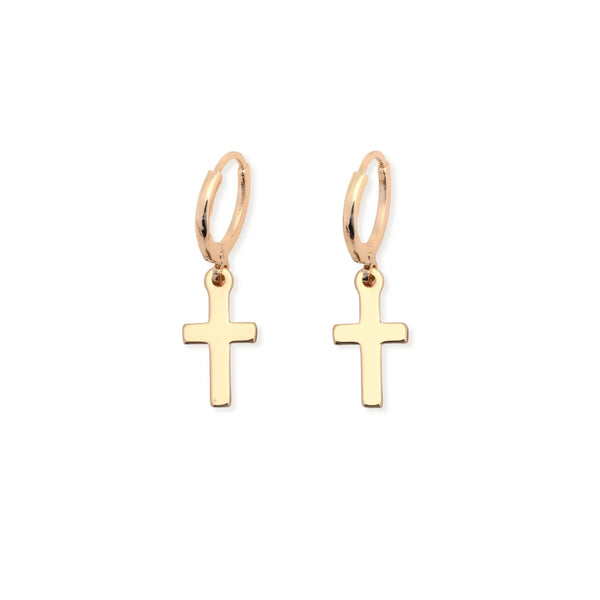 Grace - Gold Small Huggie w/ Cross