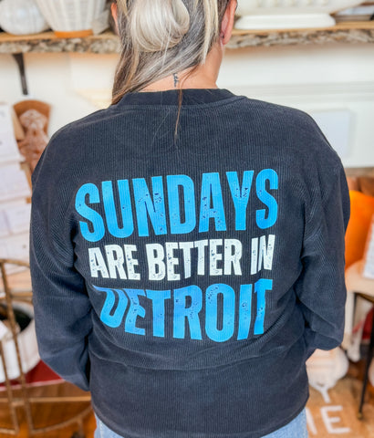 "Sundays are Better in Detroit" Detroit Lions Ribbed Crewneck