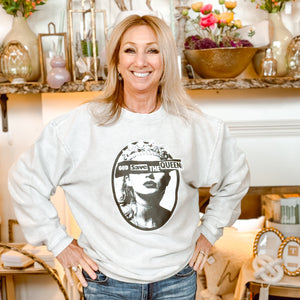 Taylor Swift God Save the Queen Ribbed Crewneck in Tan