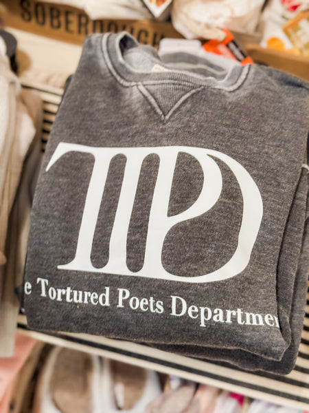 Taylor Swift Tortured Poets Department Crewneck in Charcoal