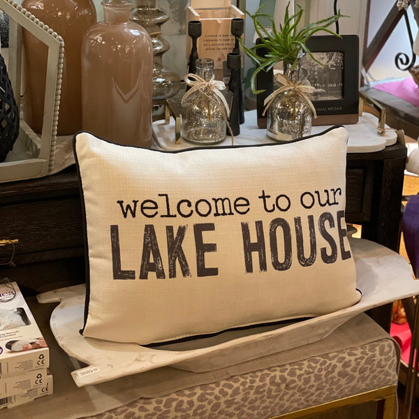 Welcome to our lake house pillow