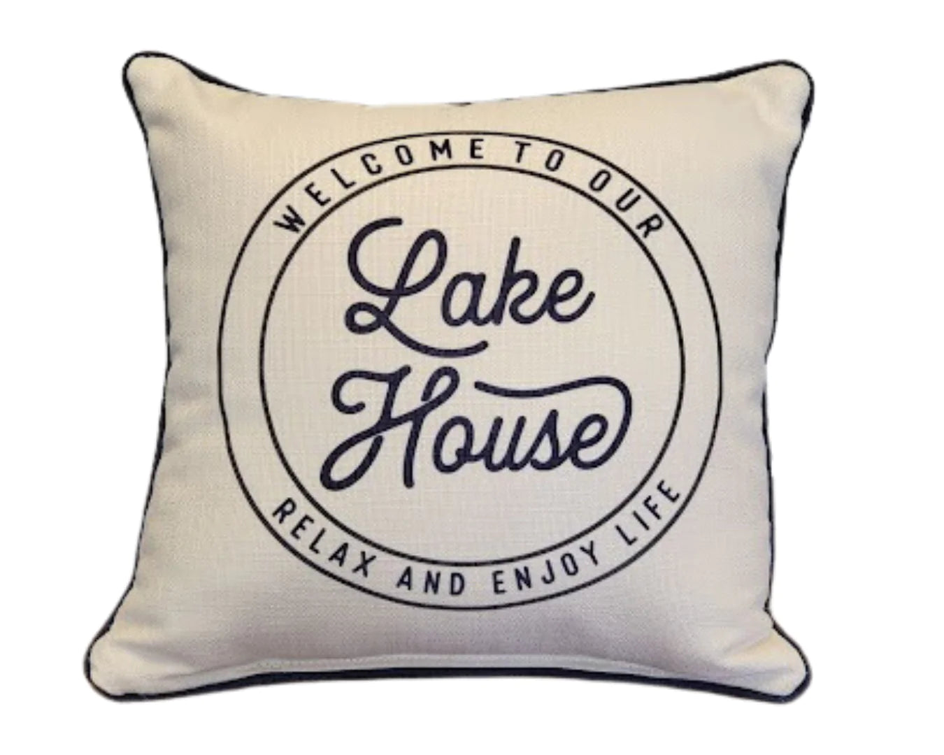 Welcome to our Lake House Double Sided Corded Pillow