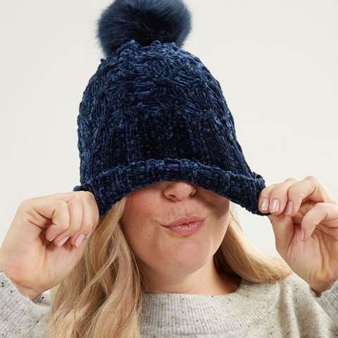 Navy Chenille Hat