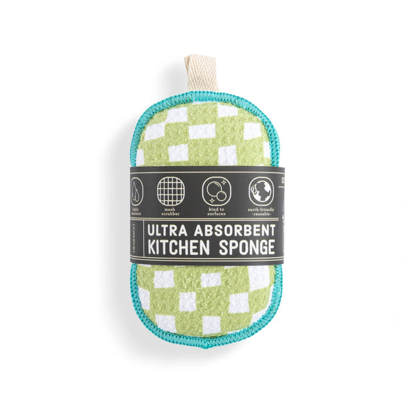 Ultra Absorbent Kitchen Sponge - Green Checker