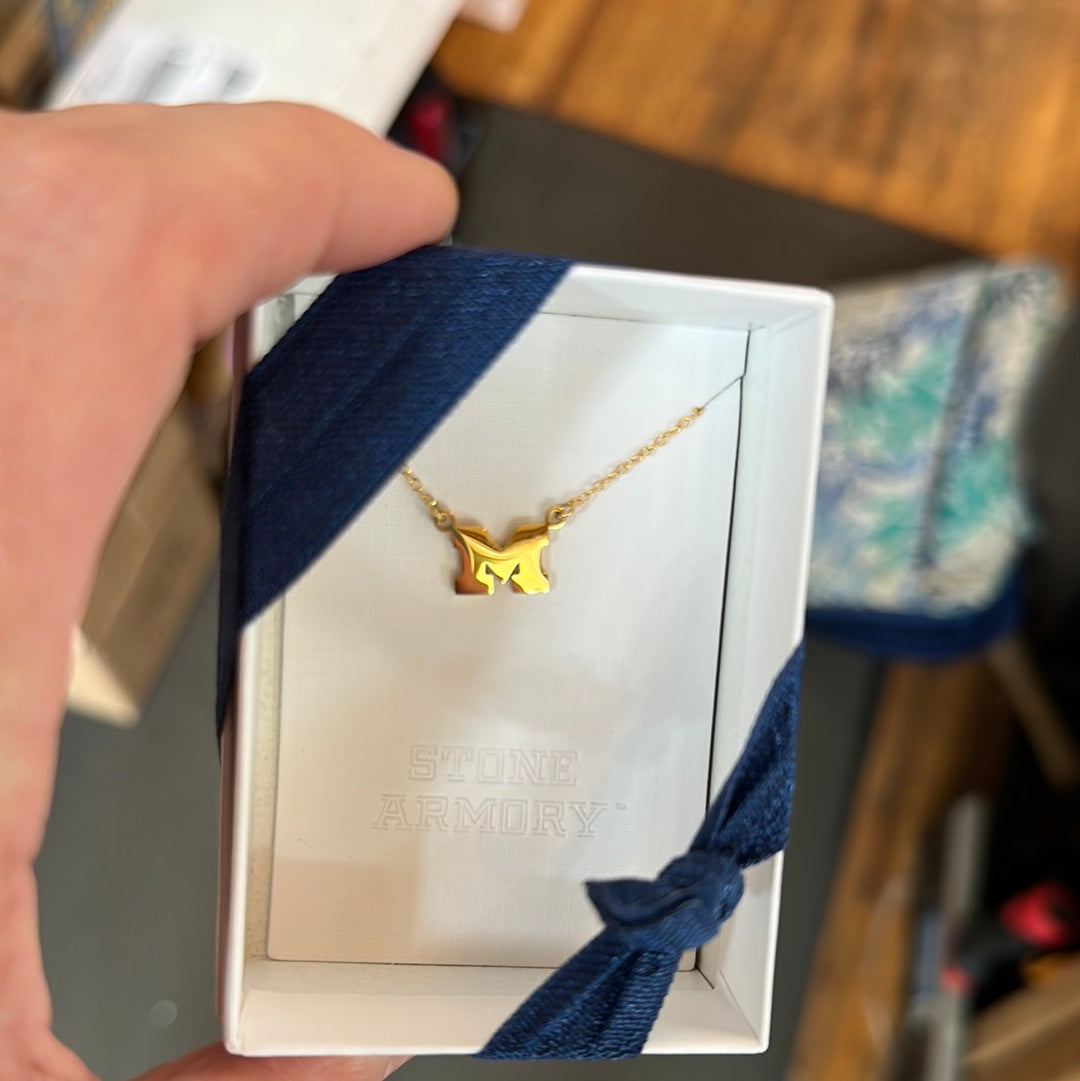Michigan Block Necklace Gold
