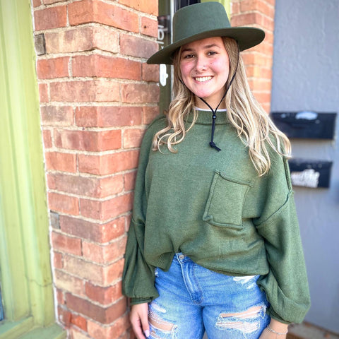 Olive Pocket Sweater