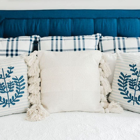 Tan Square Tassel Pillow