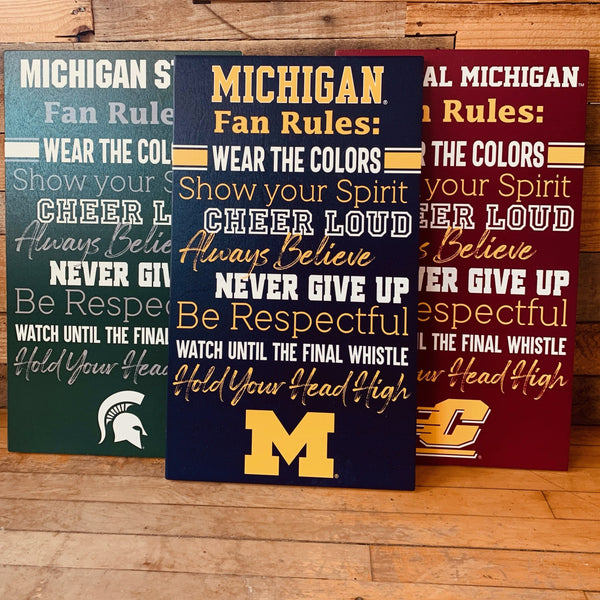 Collegiate Fan Rules Signs