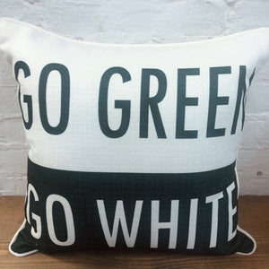 Go Green Go White Pillow